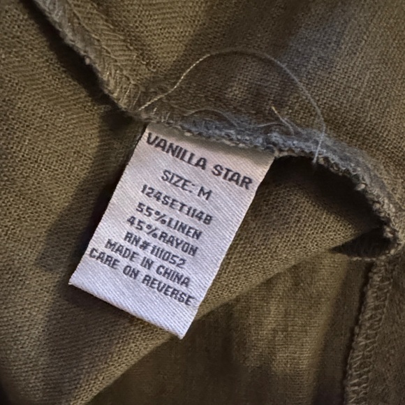 Vanilla Star Olive Green Linen Blend Jumpsuit - Picture 4 of 5